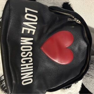 Love Moschino Black Backpack with Red Heart